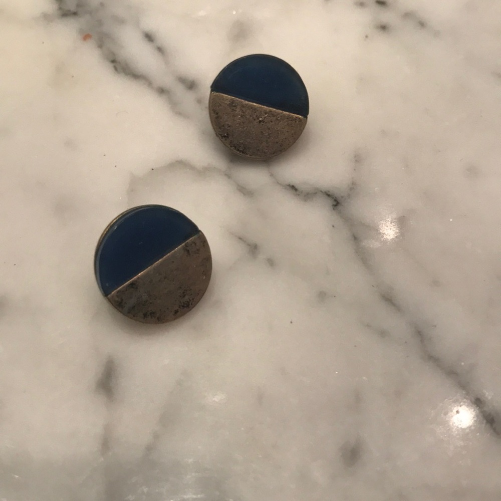 Boutique Colorblock Blue and Gold Earrings